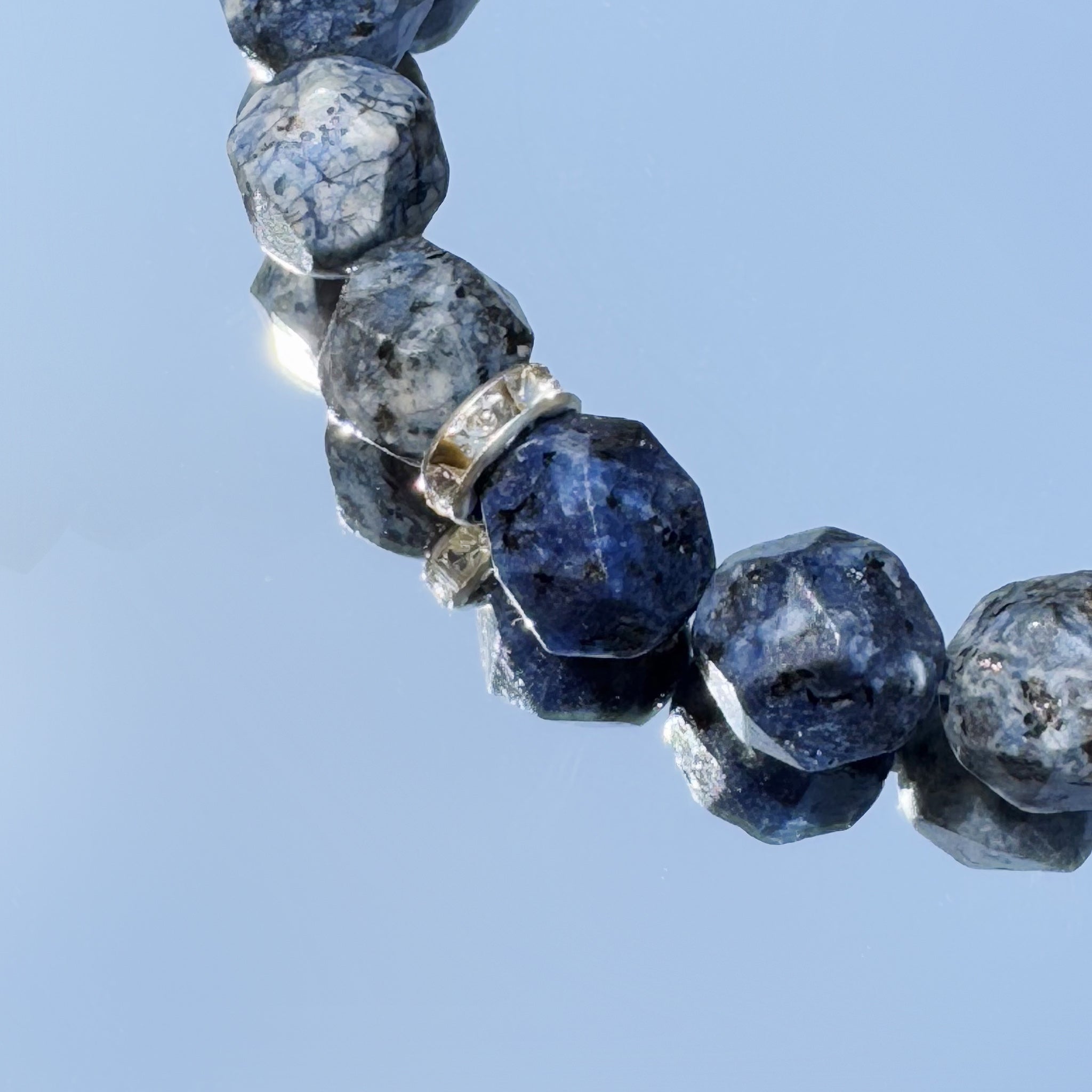 Minimalist Dumortierite and Black Agate Healing Bracelet-4