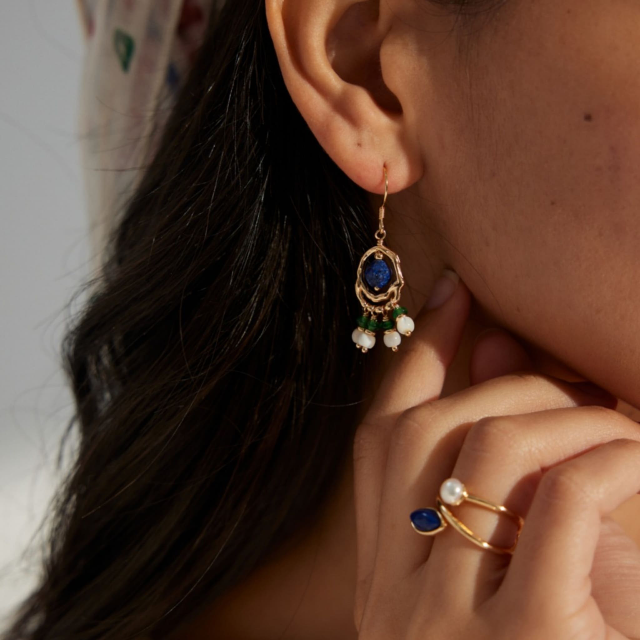 Modern Muse Jewelry Blue Shell Gold Earrings Trendy Street Style-2