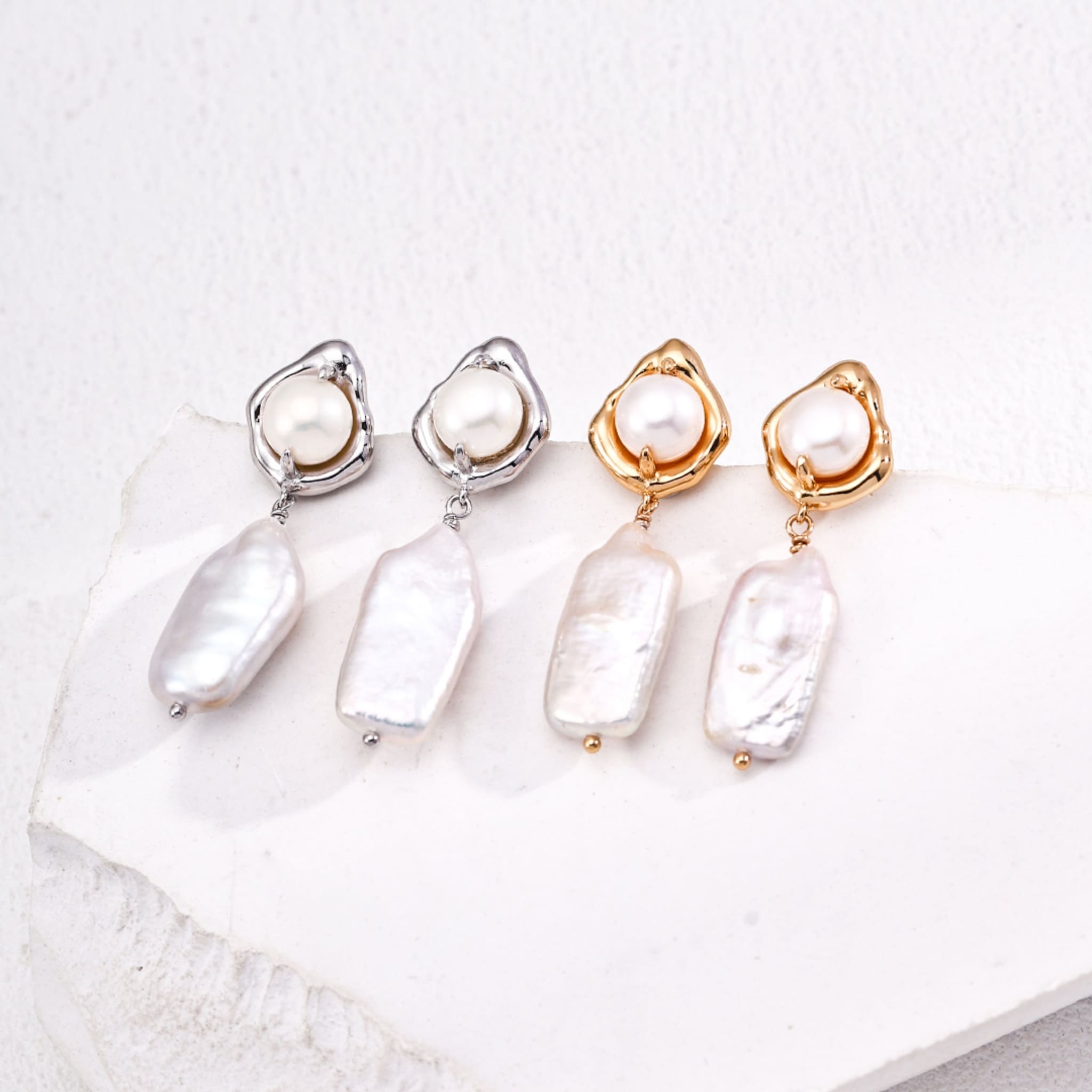 Natural Pearl Earrings Sterling Silver Vintage Gold Plated Summer Essential Jewelry-1