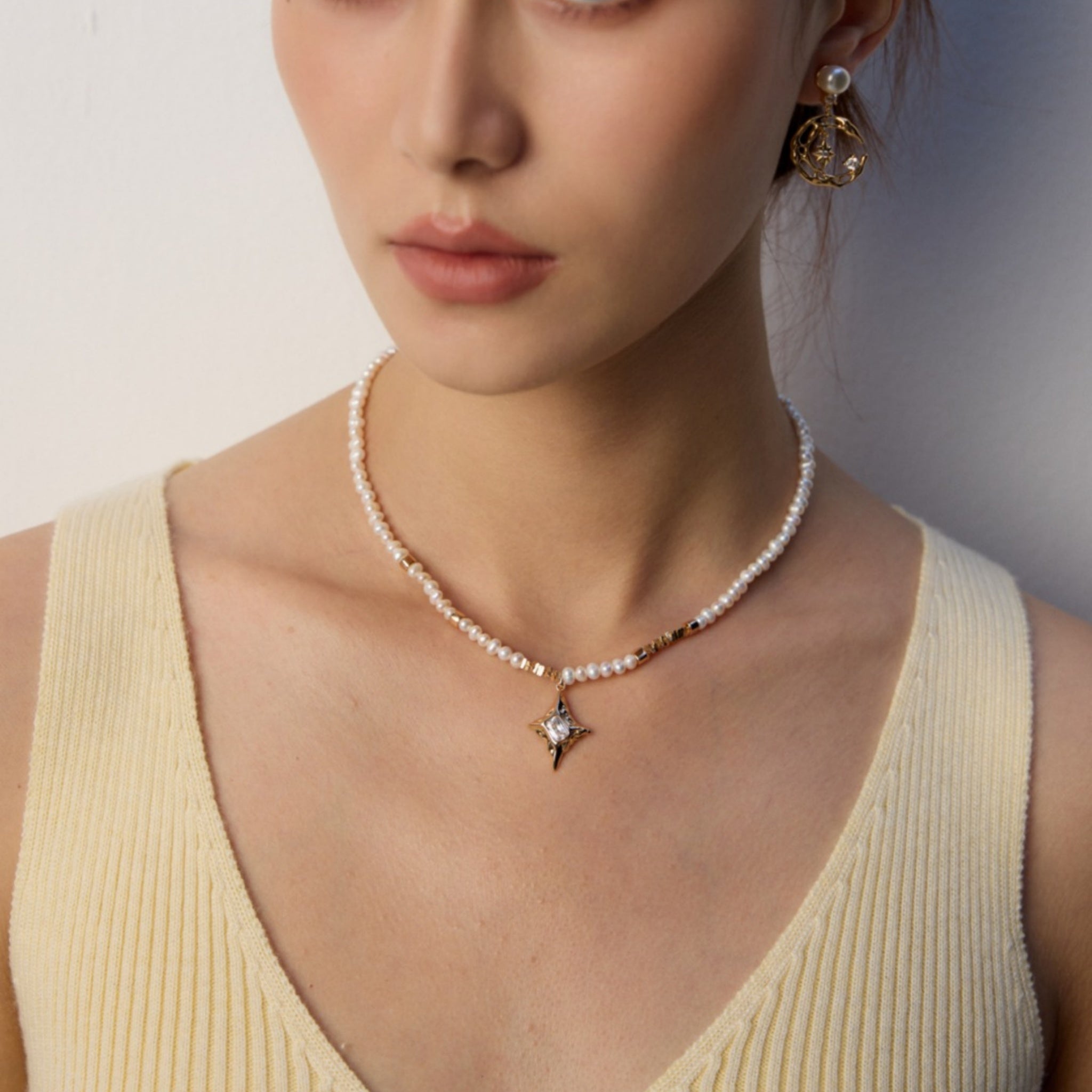 Natural Pearl Necklace with Zircon Pendant 925 Silver Elegant Jewelry-2