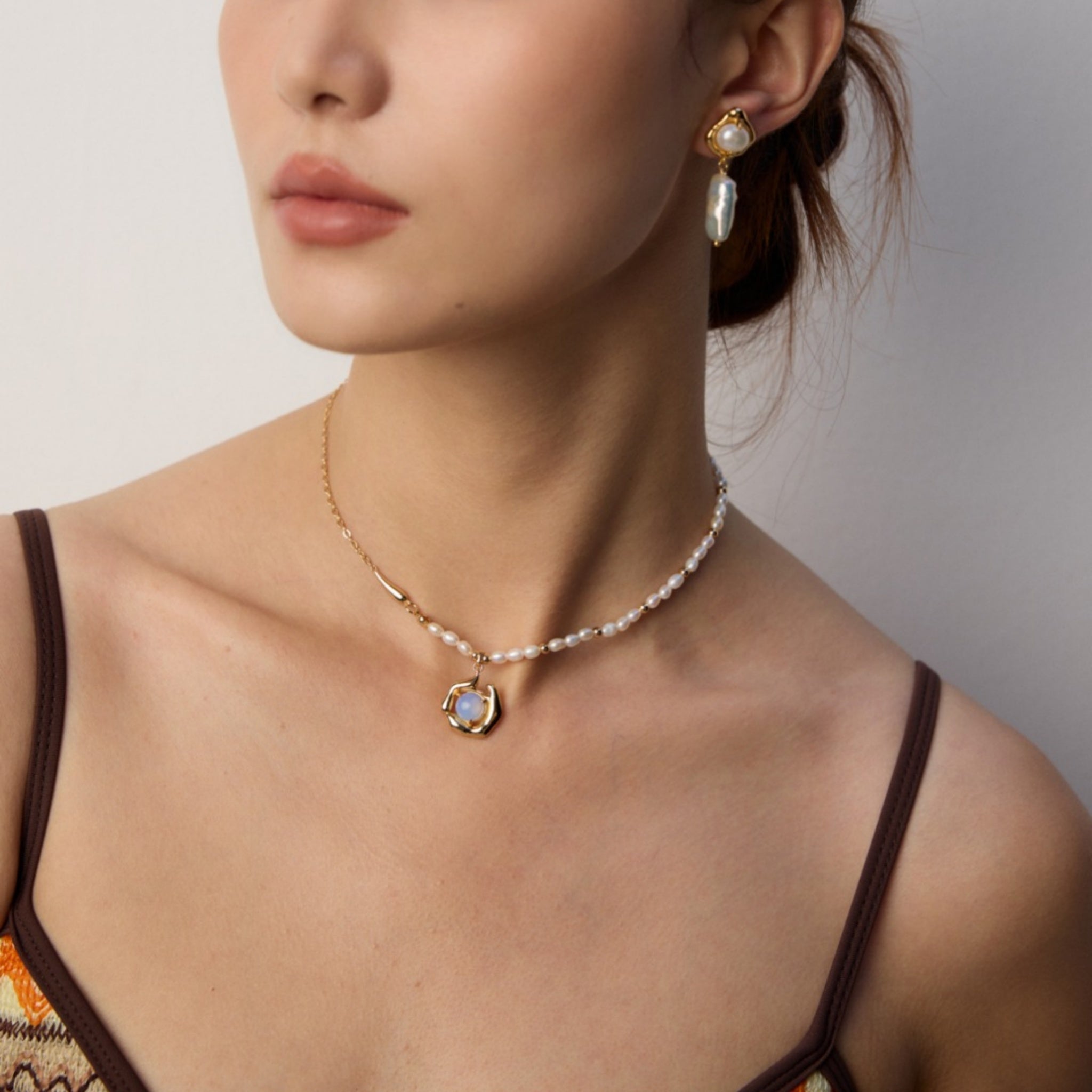 Opal Pendant Necklace Nature Inspired Elegant Gift for Girlfriend-4