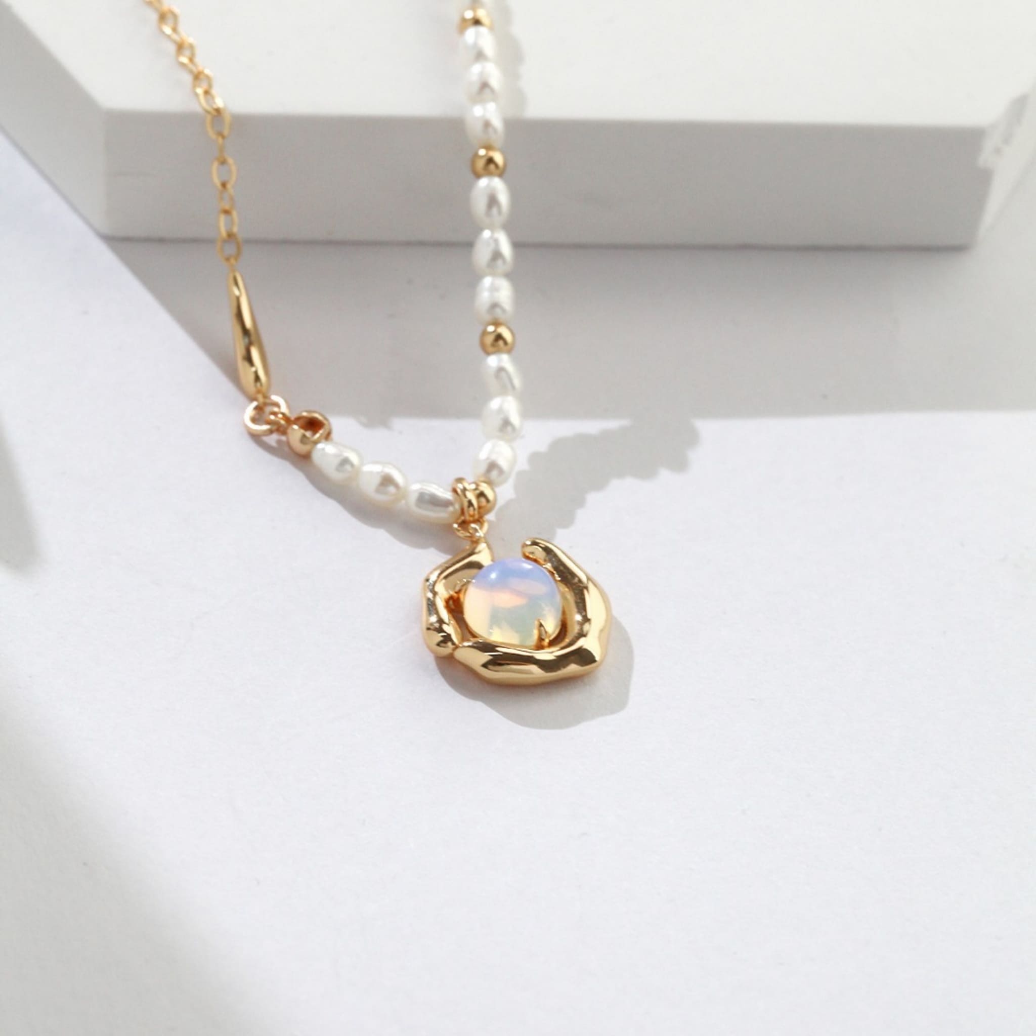 Opal Pendant Necklace Nature Inspired Elegant Gift for Girlfriend-5