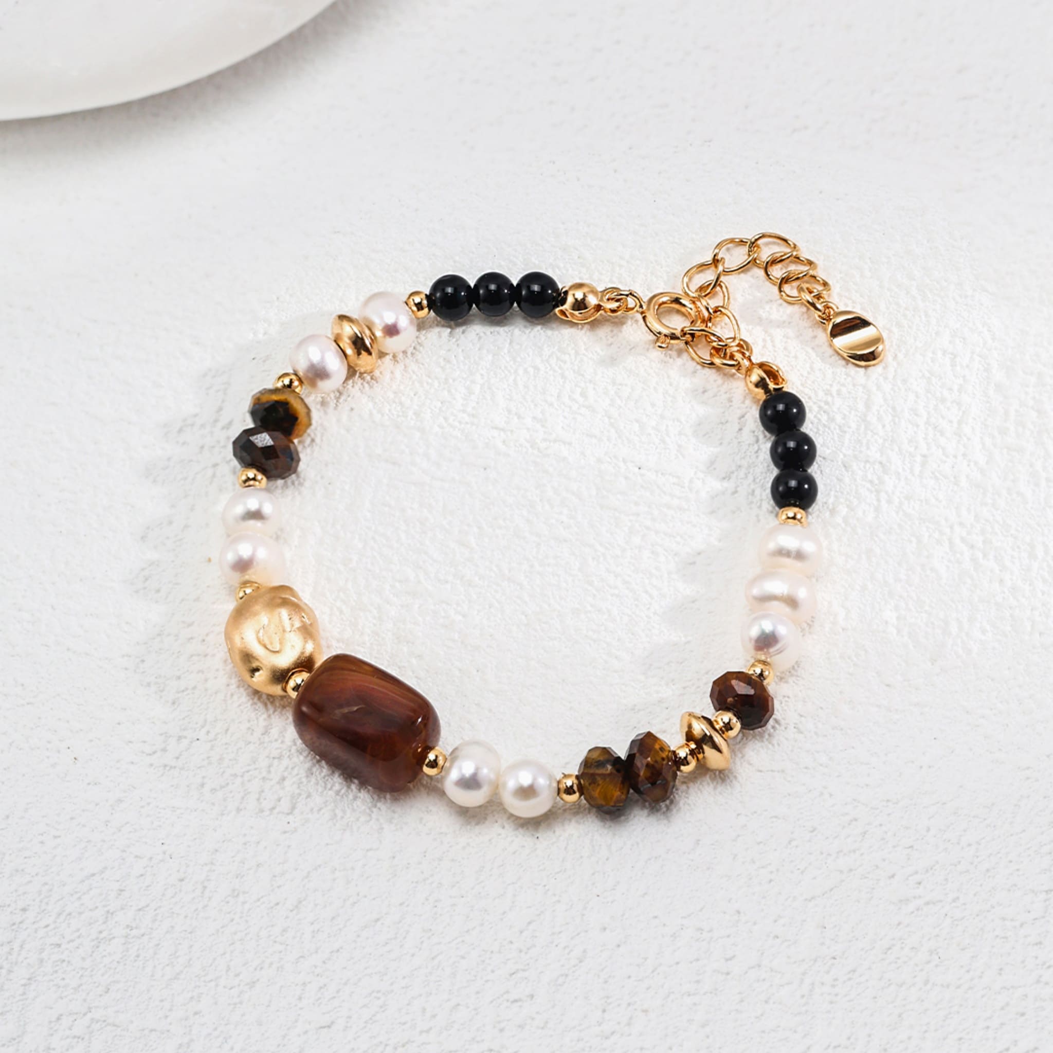 Tiger Eye & Pearl Bracelet