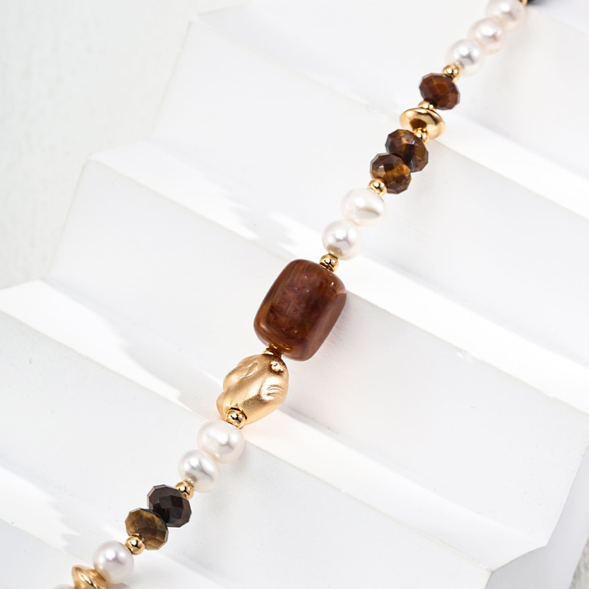 Tiger Eye & Pearl Bracelet