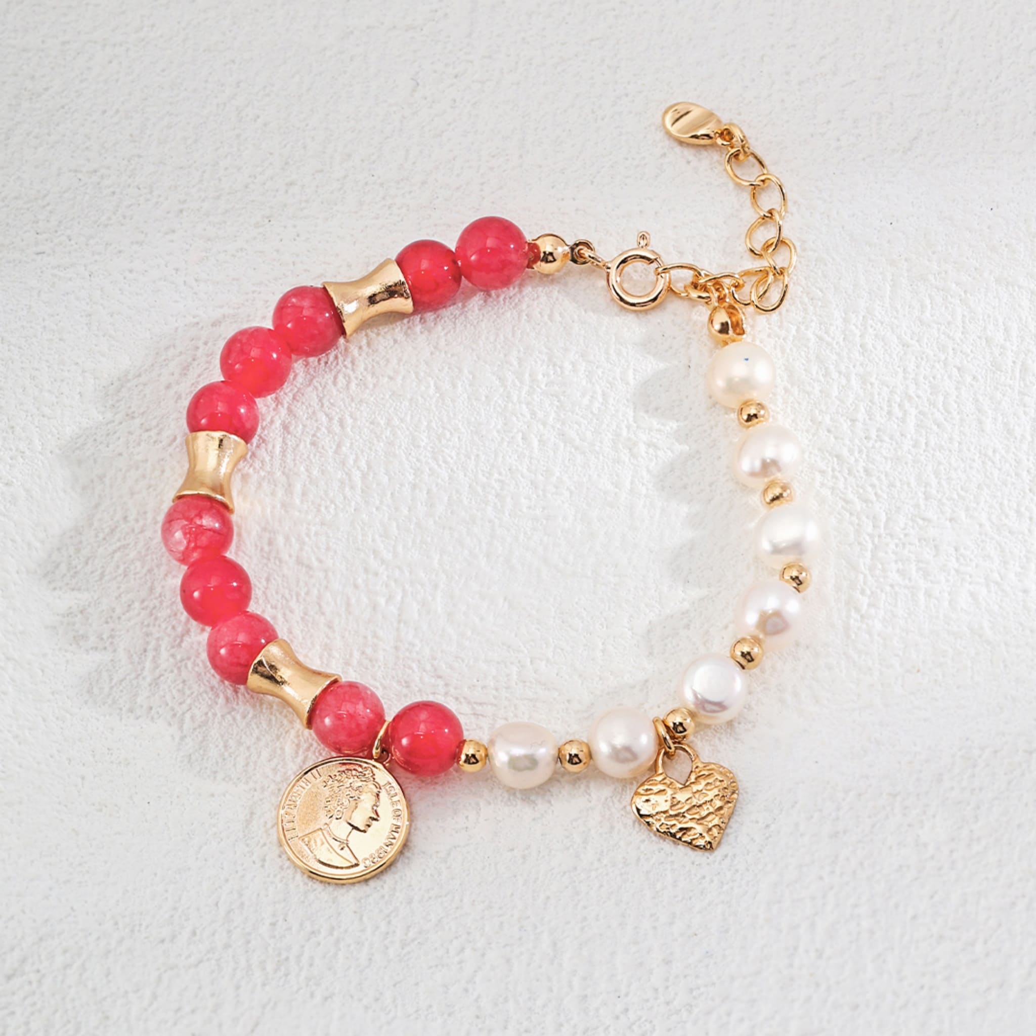 Rhodochrosite & Pearl Bracelet