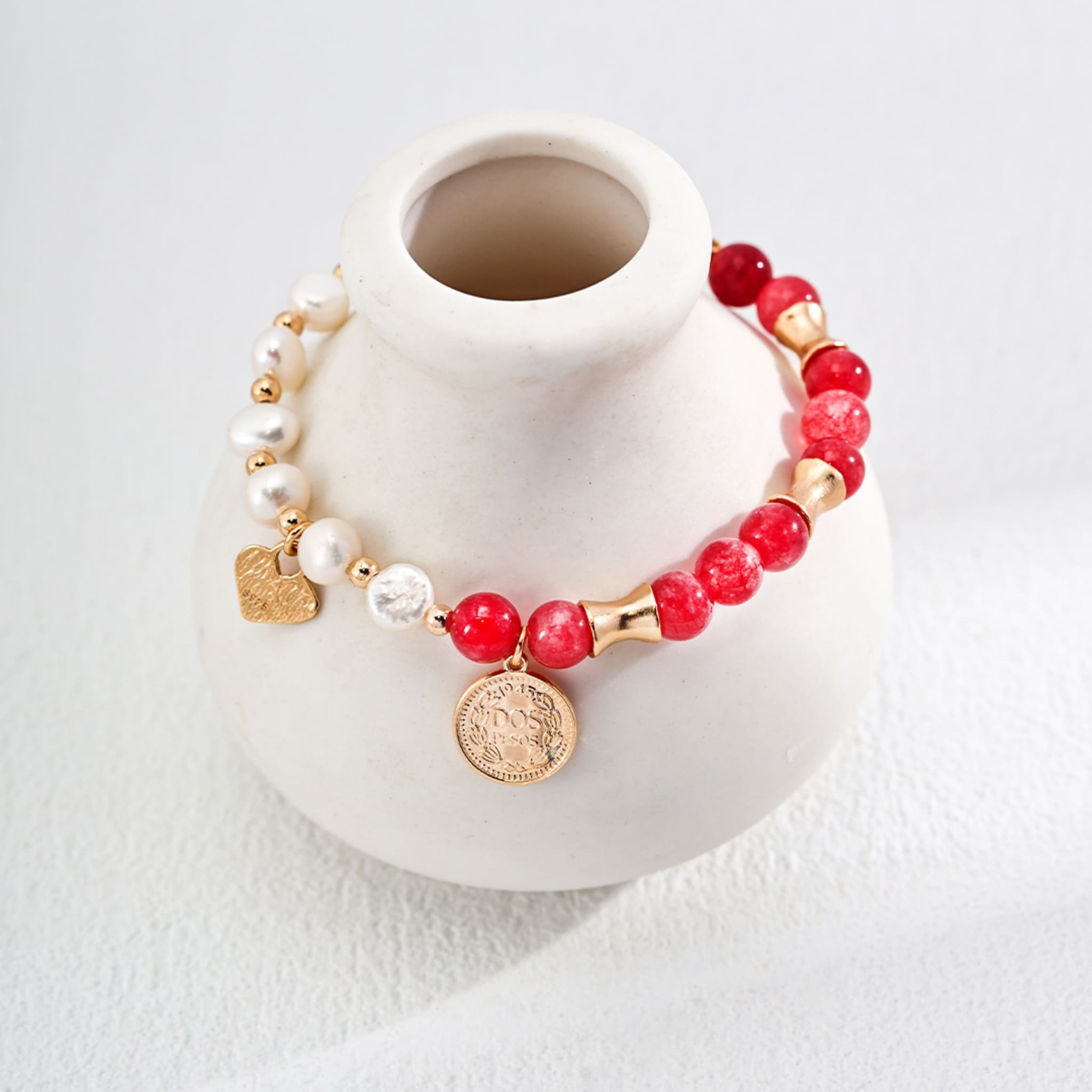 Rhodochrosite & Pearl Bracelet