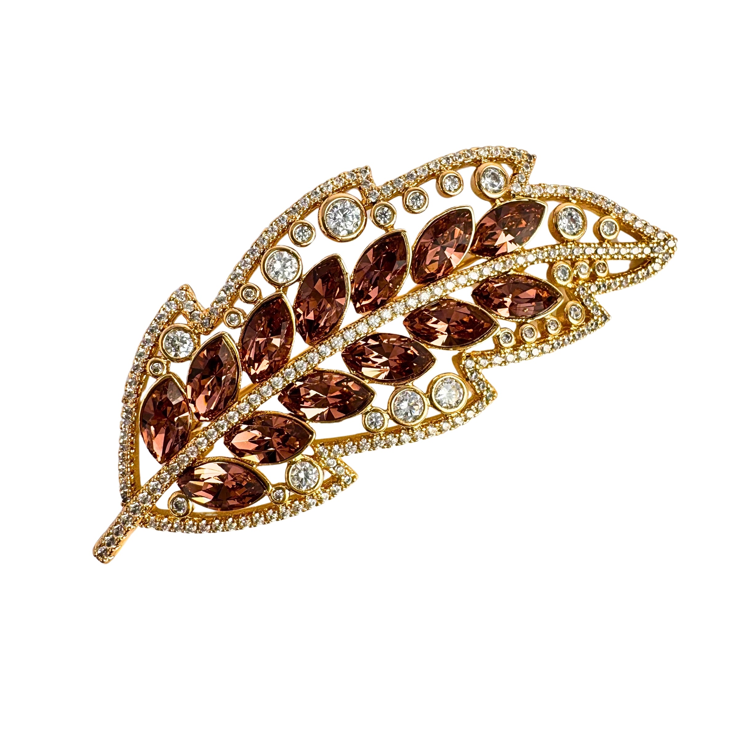  Crystal Leaf Brooch