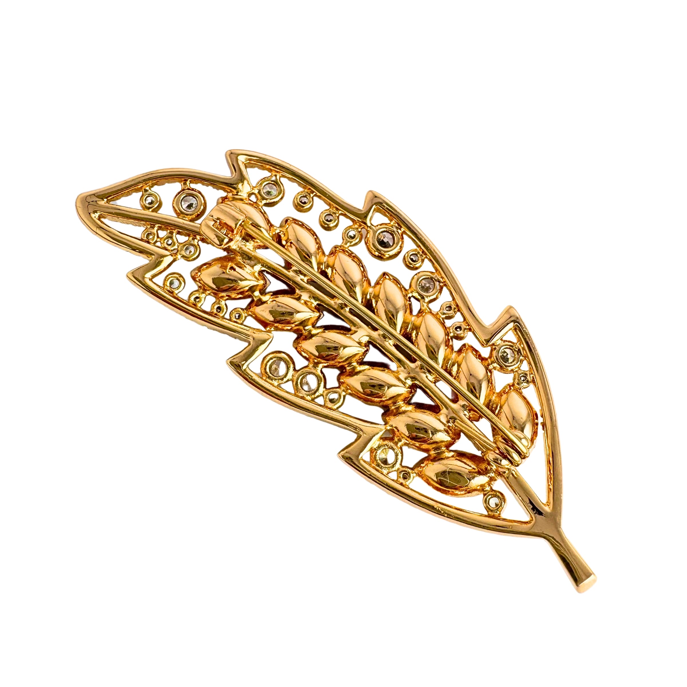  Crystal Leaf Brooch