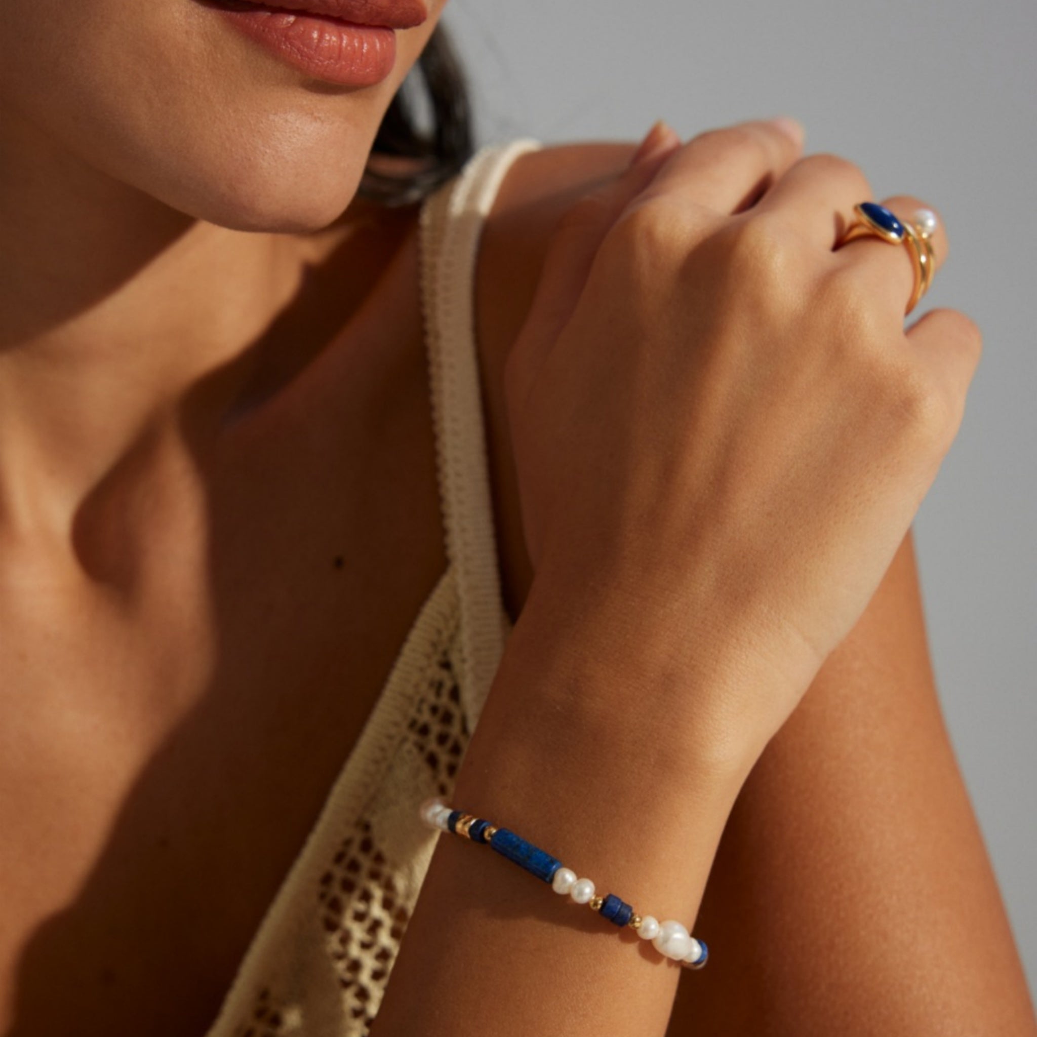 Sagittarius Lapis Lazuli Pearl Bracelet for Elegant Casual and Formal Wear-4