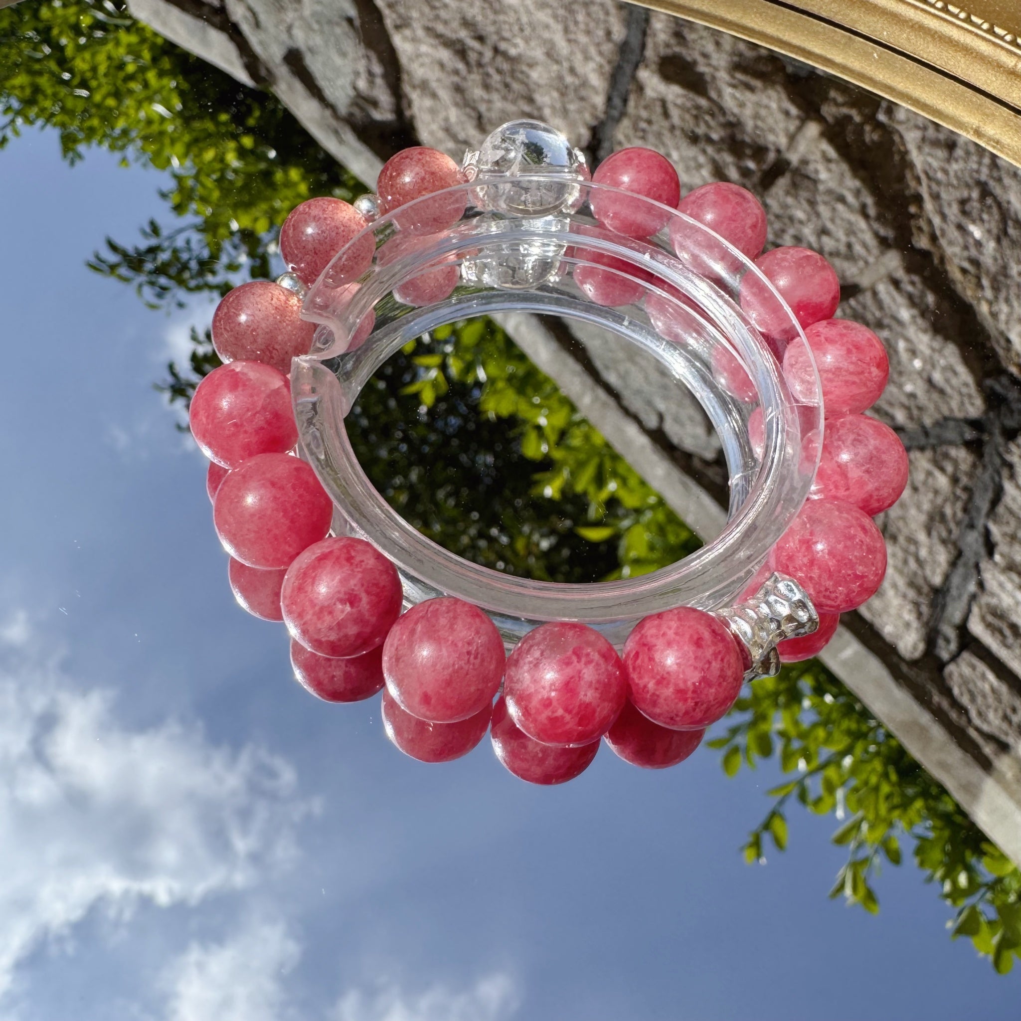 Strawberry Quartz Rhodonite Bracelet Romantic Gift for Her Perfect for Daily Wear-2
