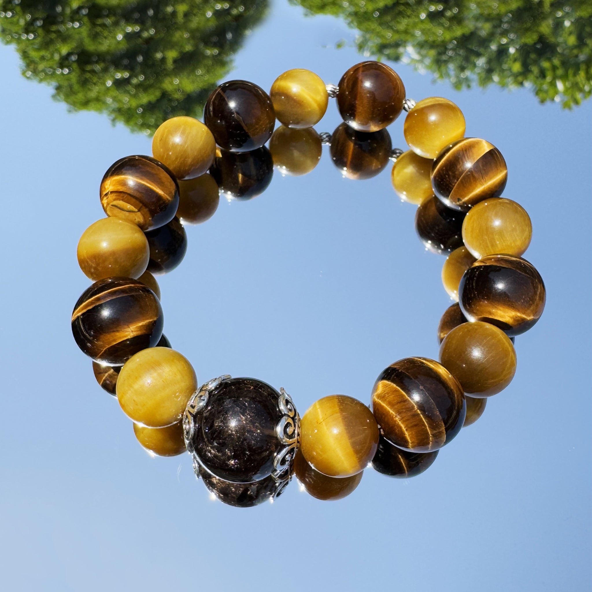 Tiger’s Eye and Smoky Quartz Bracelet for Strength and Clarity-1