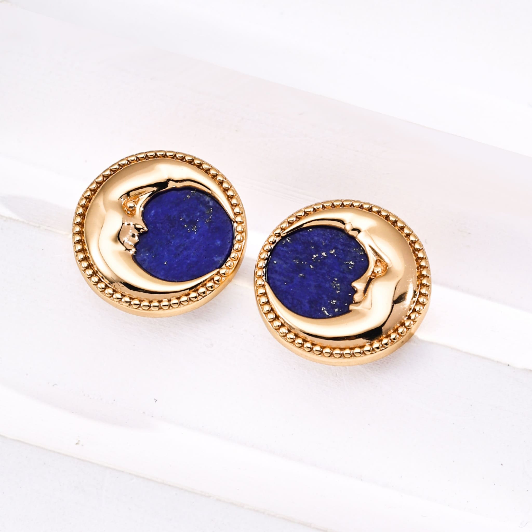 Trendy New Arrival Women’s Jewelry Lapis Lazuli Gold Earrings Casual Chic Style-1