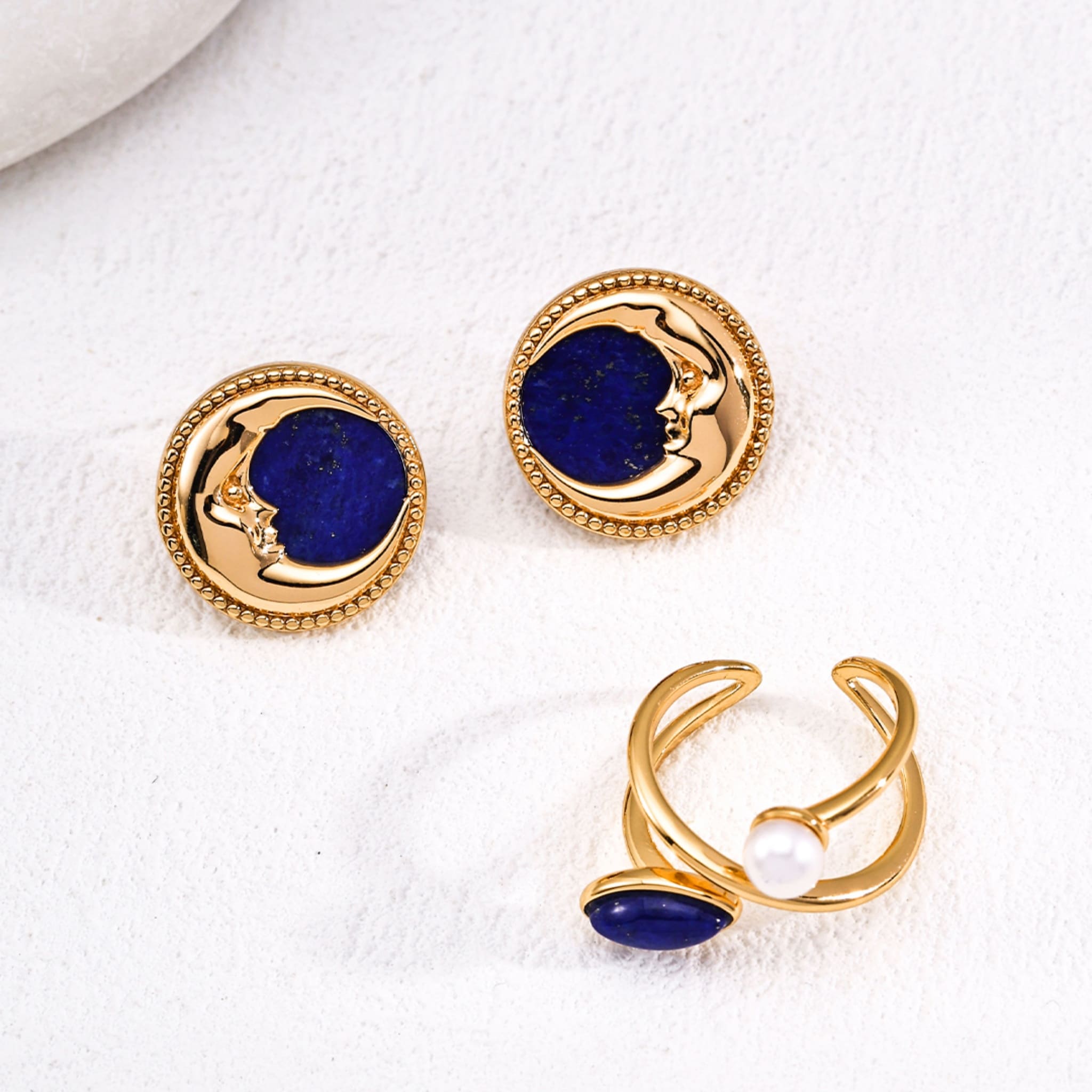 Trendy New Arrival Women’s Jewelry Lapis Lazuli Gold Earrings Casual Chic Style-4