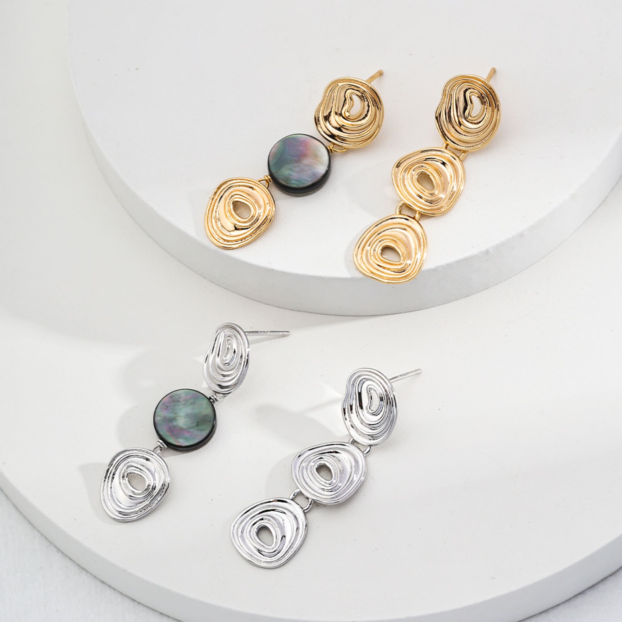 Trendy Women's Jewelry Black Mother-of-Pearl Sterling Silver Earrings Date Night Special Edition-1