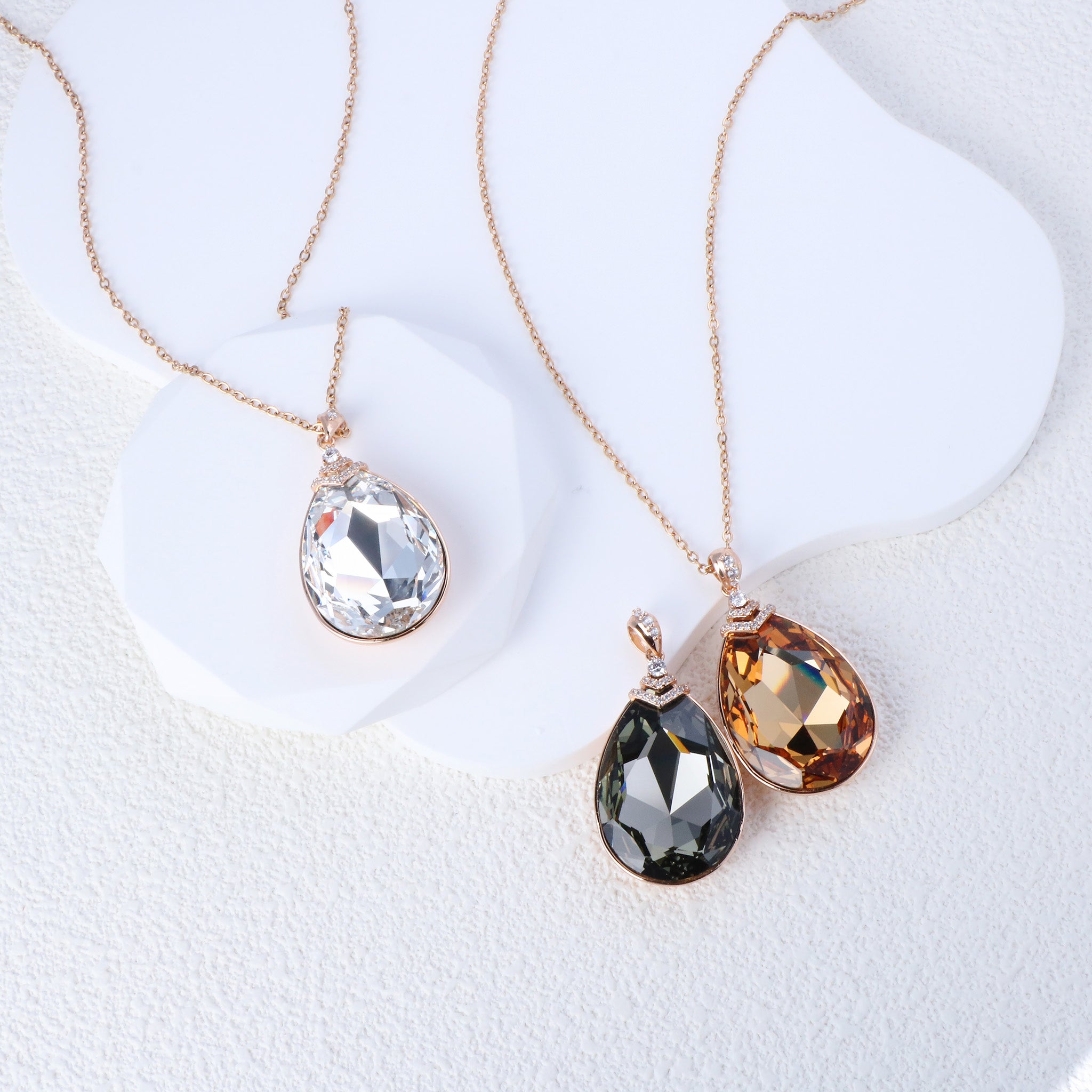 Unique Austrian Crystal Necklace Layered Design Elegant Birthday Gift-1