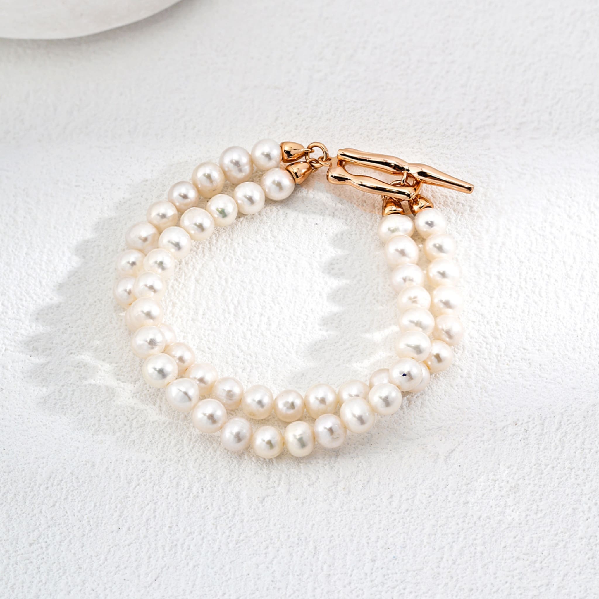 Vintage Gold Natural Pearl Bracelet for Women Elegant 18K Sterling Silver-1