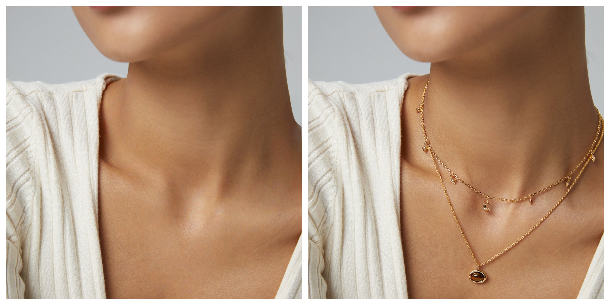 Wearing a necklace