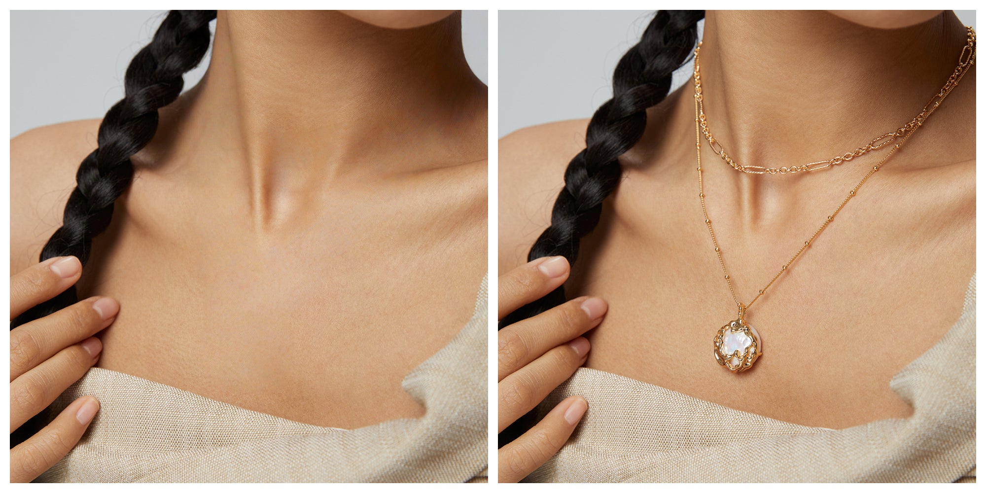 Wearing a necklace