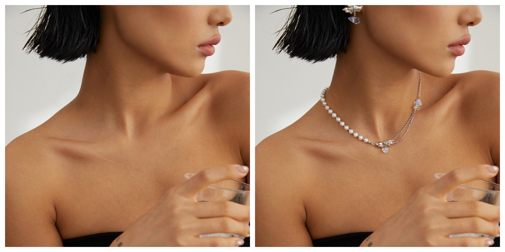 Wearing a necklace