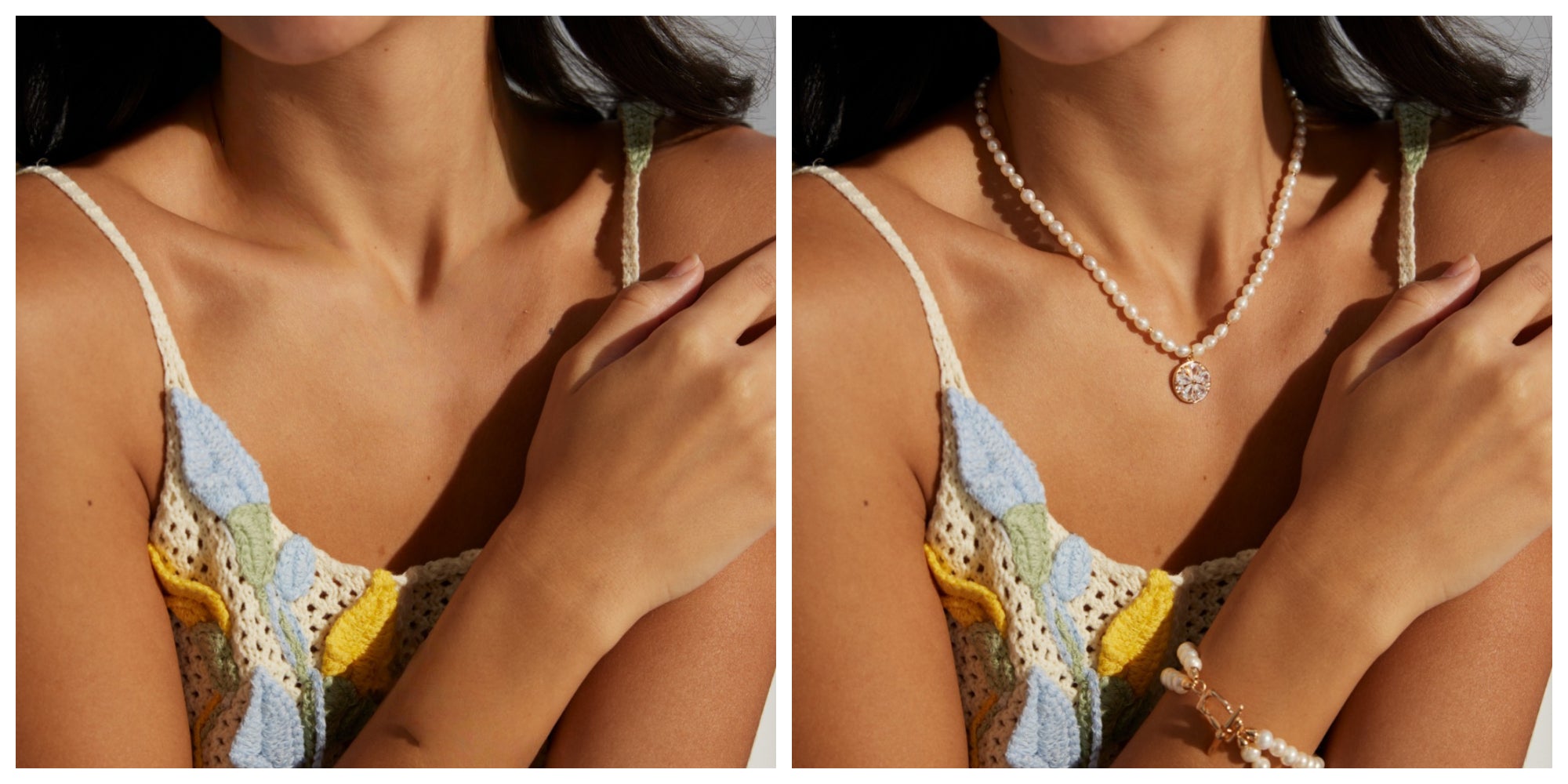 Wearing a necklace