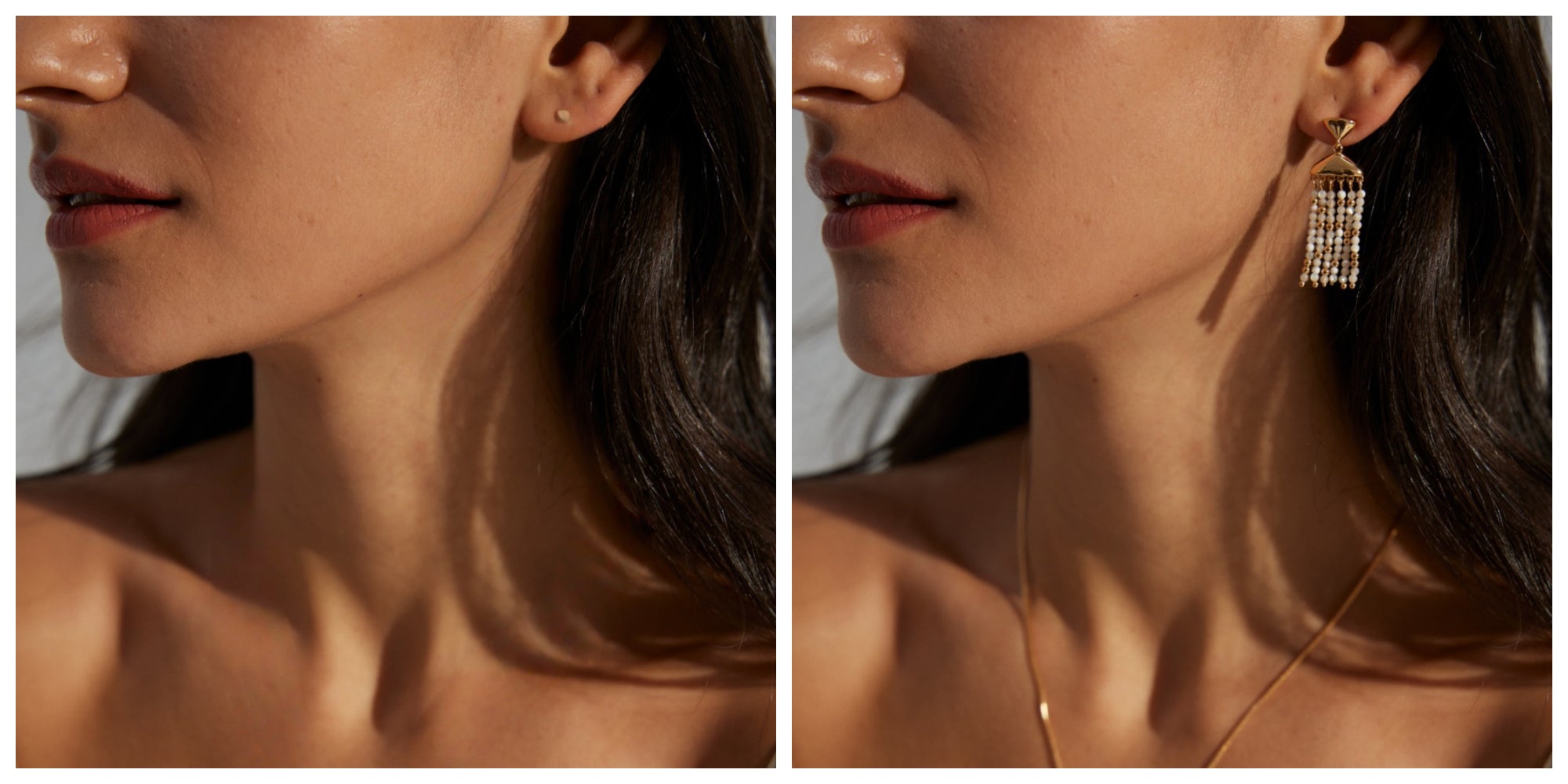 Wearing earrings
