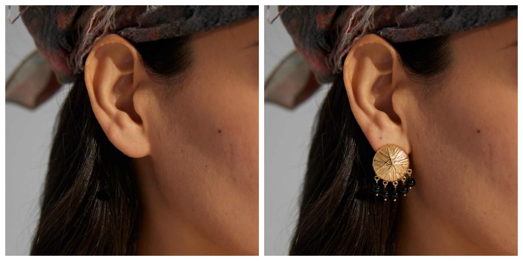 Wearing earrings