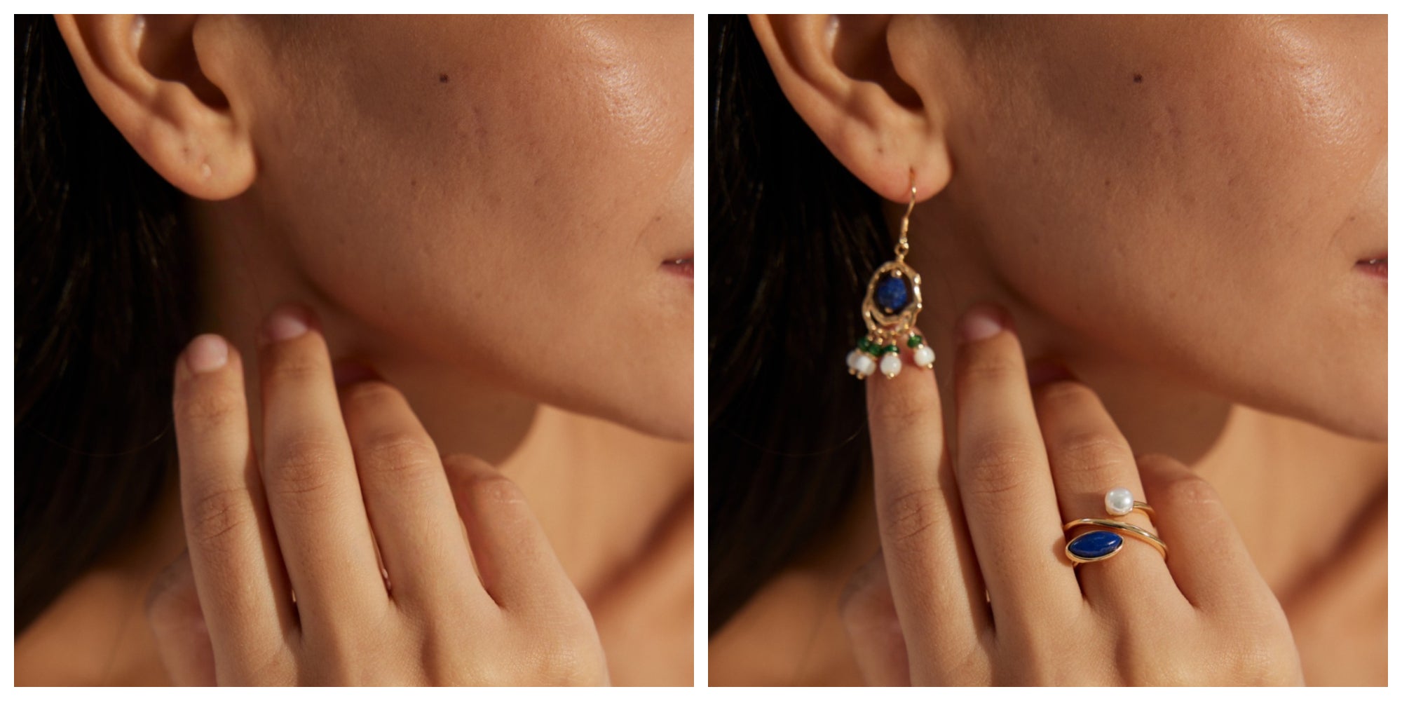 Wearing earrings