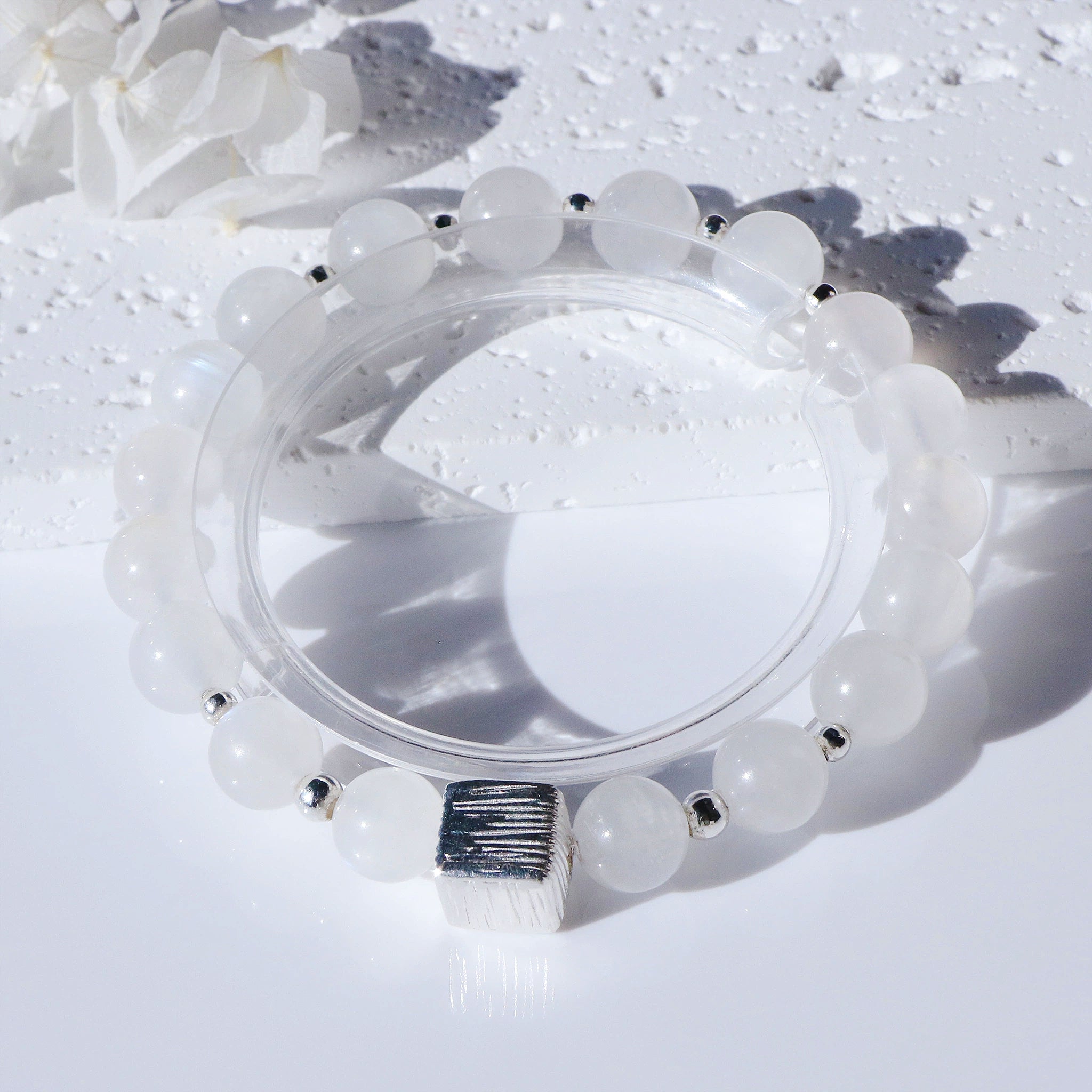 White Moonstone Bracelet for Inner Peace Clarity and Radiance-1