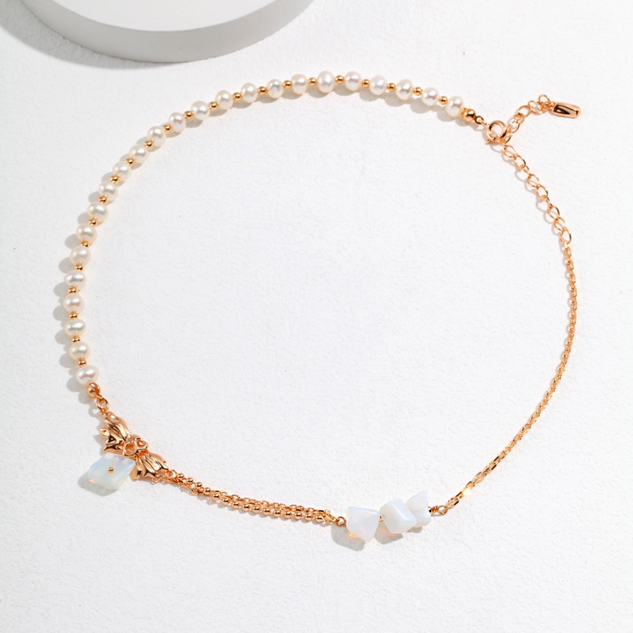 Sterling Silver Pearl Opal Necklace