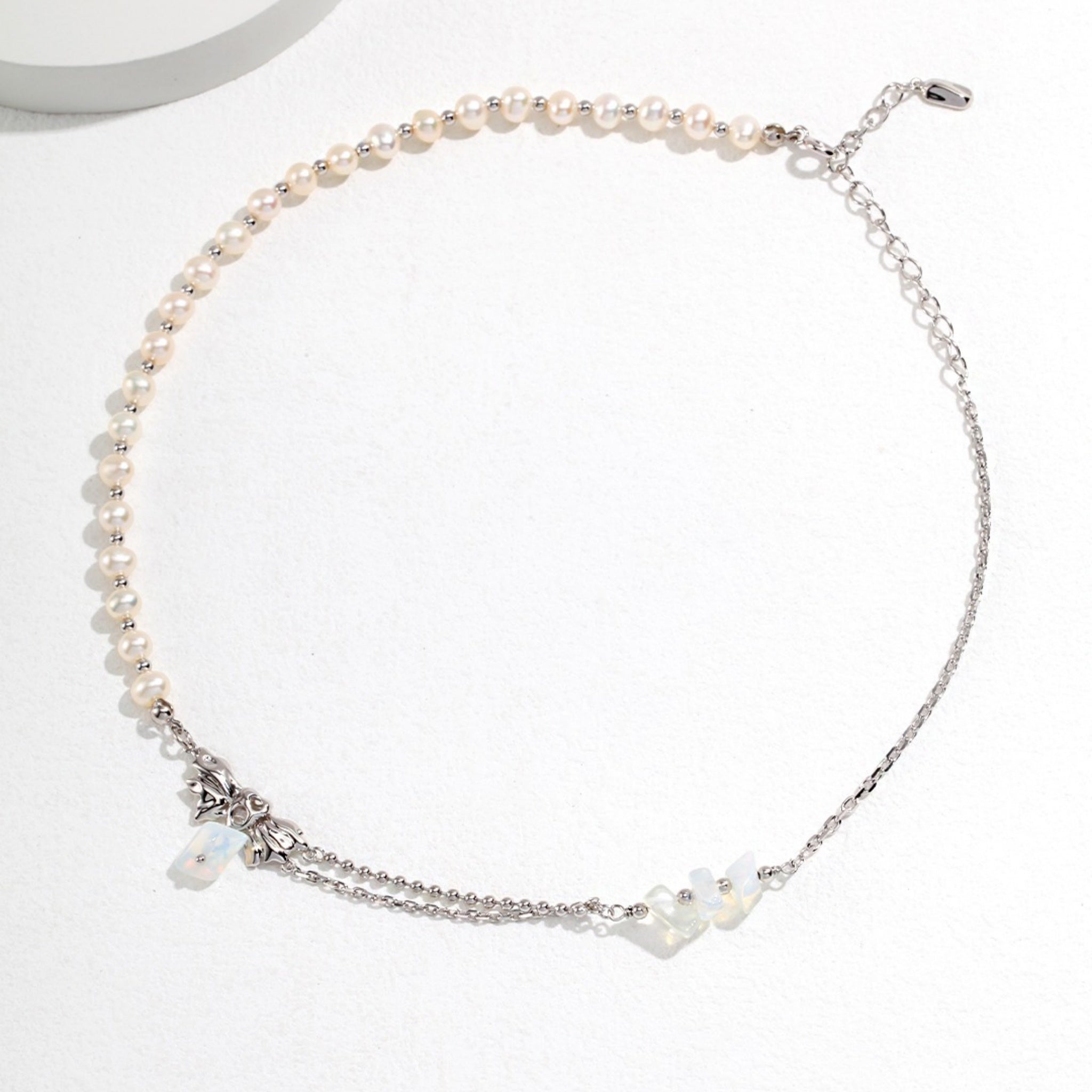 Sterling Silver Pearl Opal Necklace